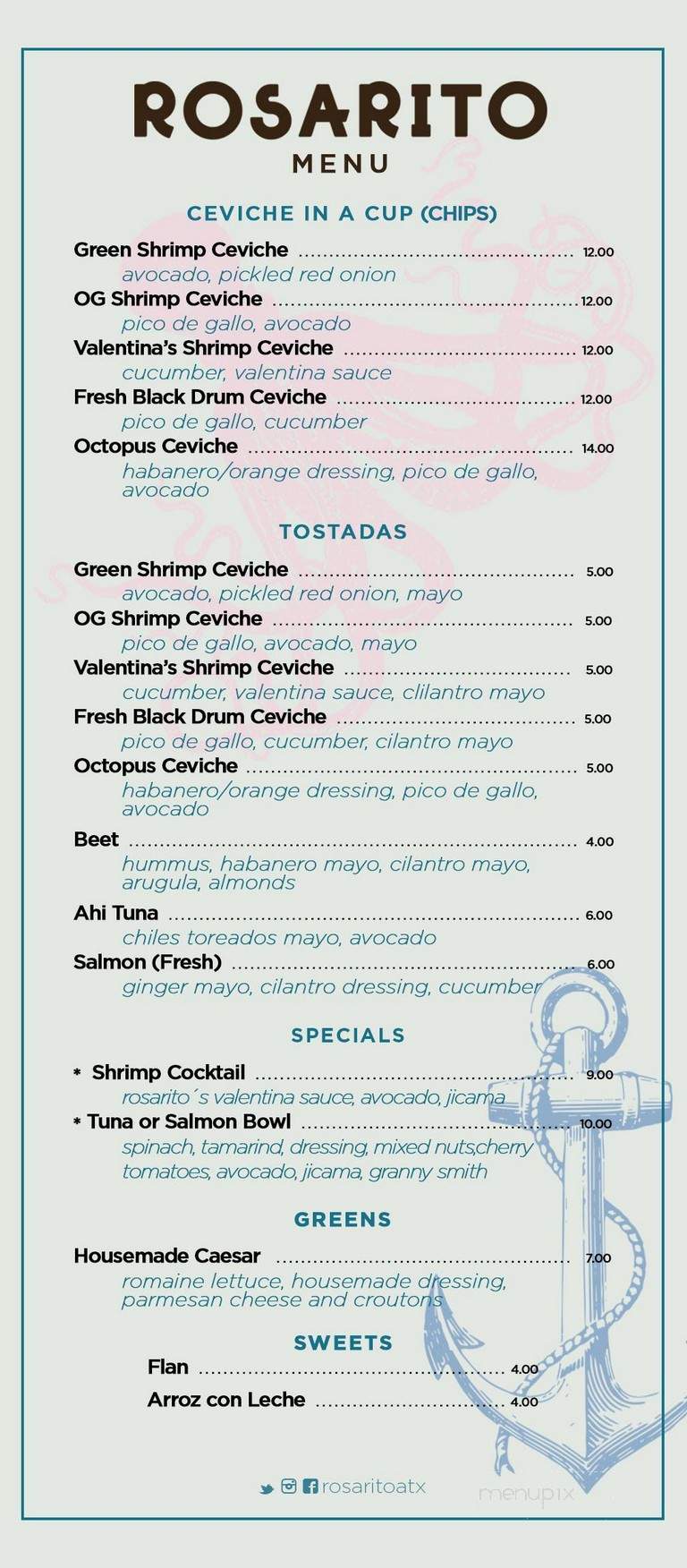 Rosarito - Austin, TX menu_pic