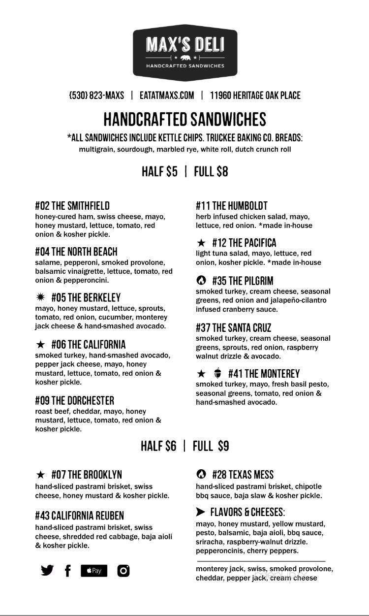 Max's Deli - Brooklyn, NY menu_pic