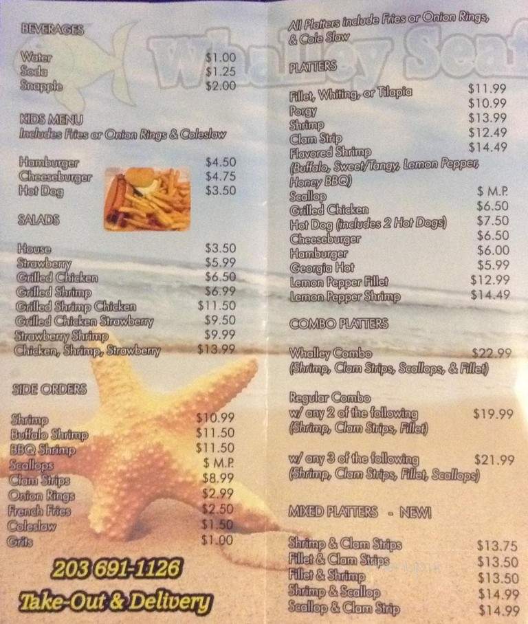 Whalley's Seafood - New Haven, CT menu_pic