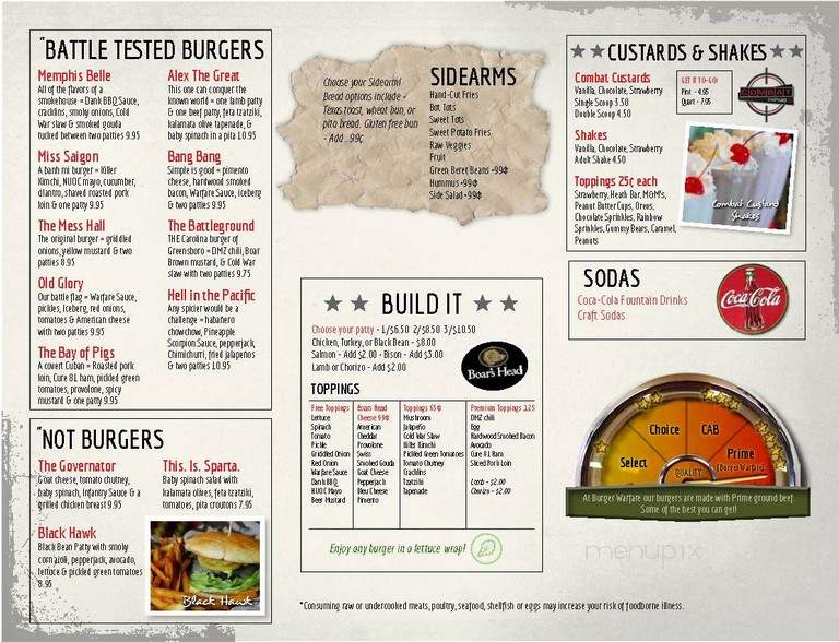Burger Warfare - Greensboro, NC menu_pic