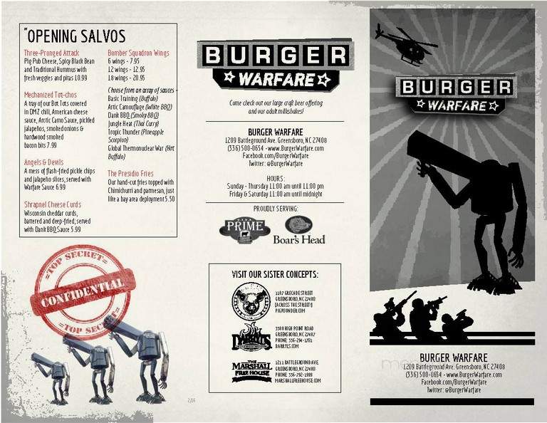 Burger Warfare - Greensboro, NC menu_pic