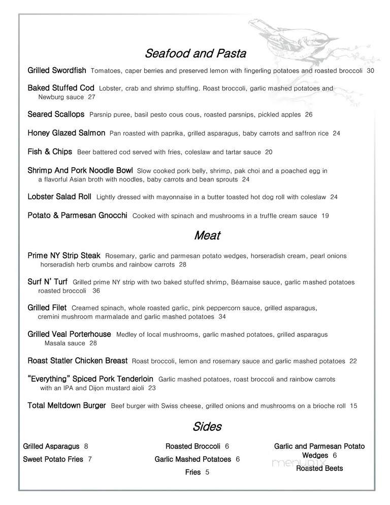 The Aviary - Swansea, MA menu_pic