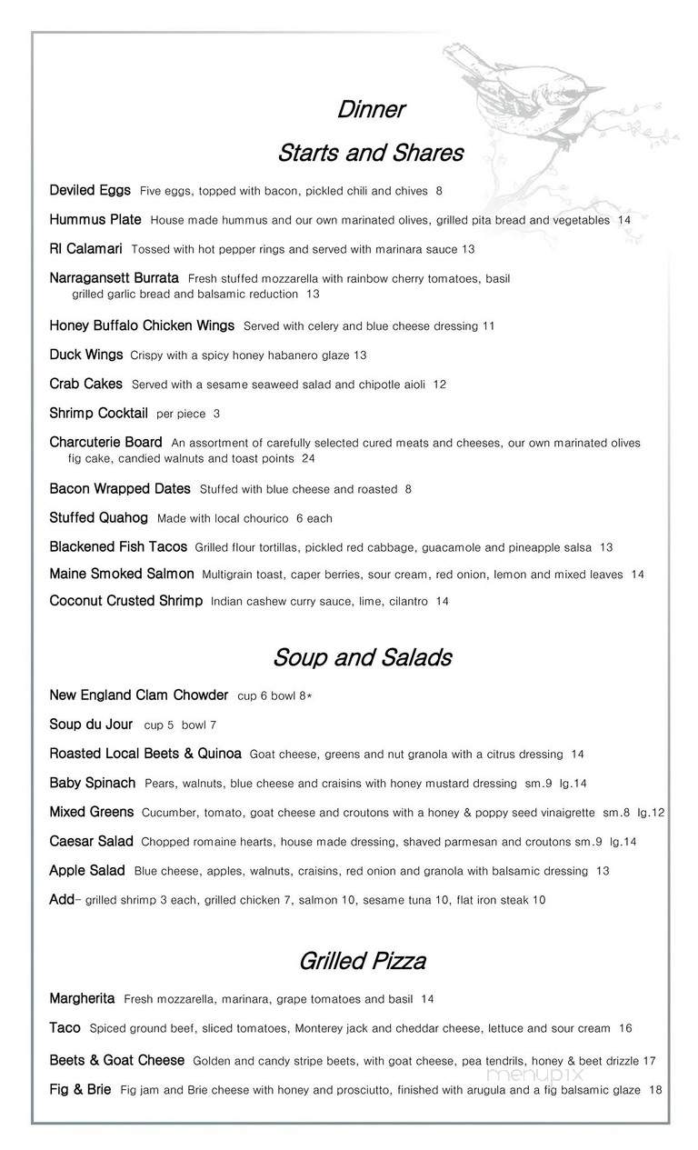 The Aviary - Swansea, MA menu_pic