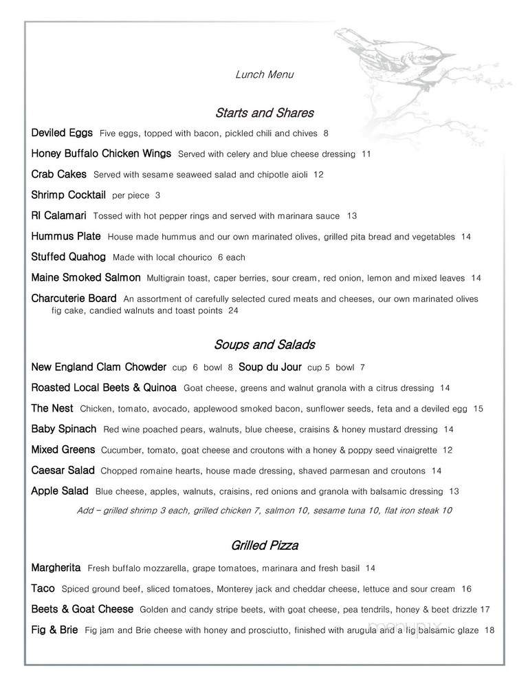 The Aviary - Swansea, MA menu_pic