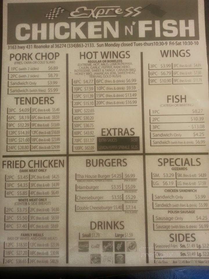 Express Chicken & Fish - Roanoke, AL menu_pic