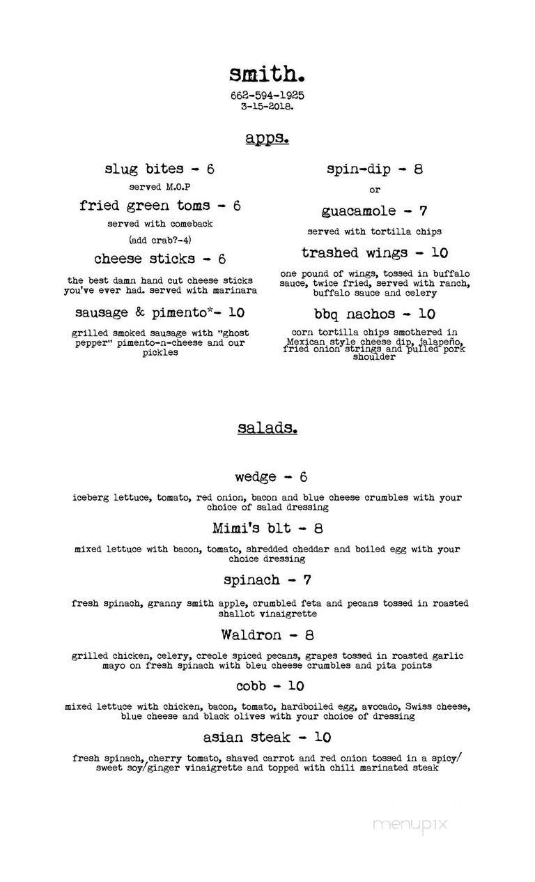 Smith. - Corinth, MS menu_pic