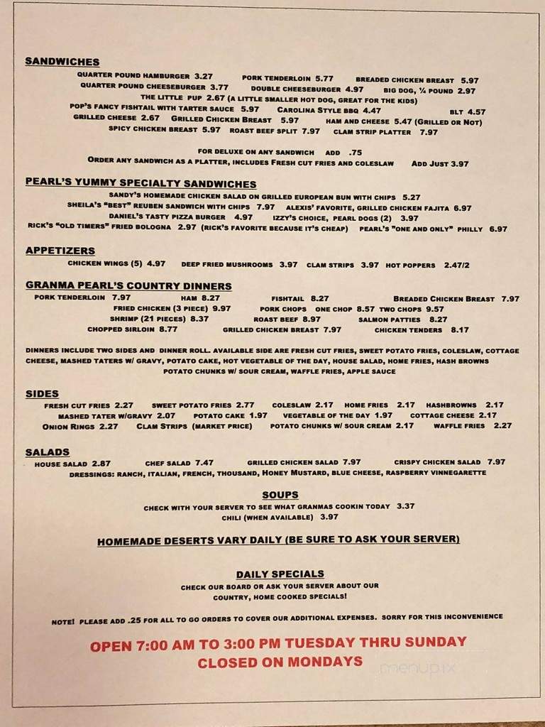 Pearls - Logan, OH menu_pic