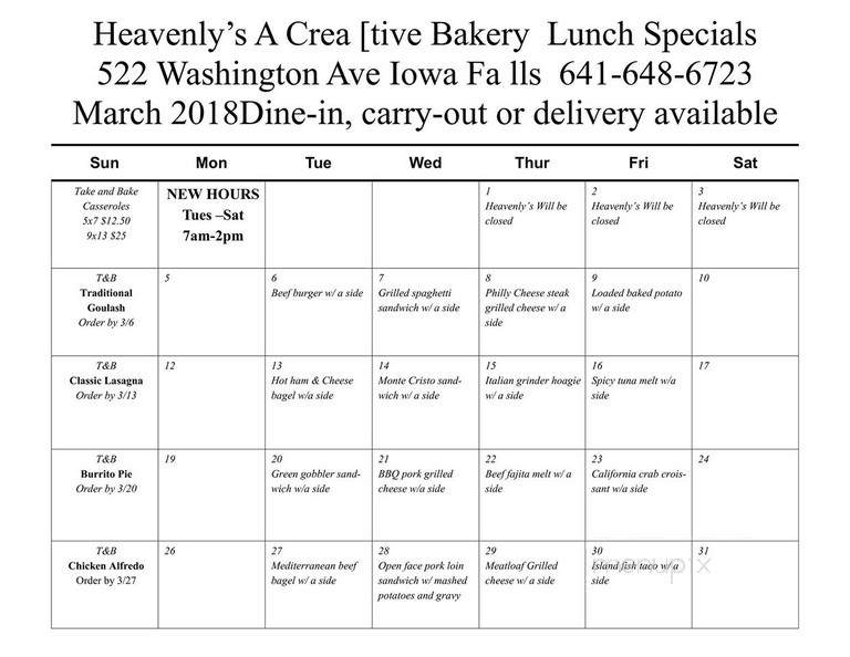 Heavenly's a Creative Bakery-Cafe - Iowa Falls, IA