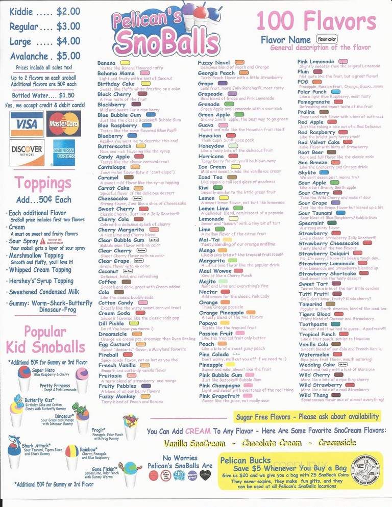Pelican's Snowballs - Fort Mill, SC menu_pic