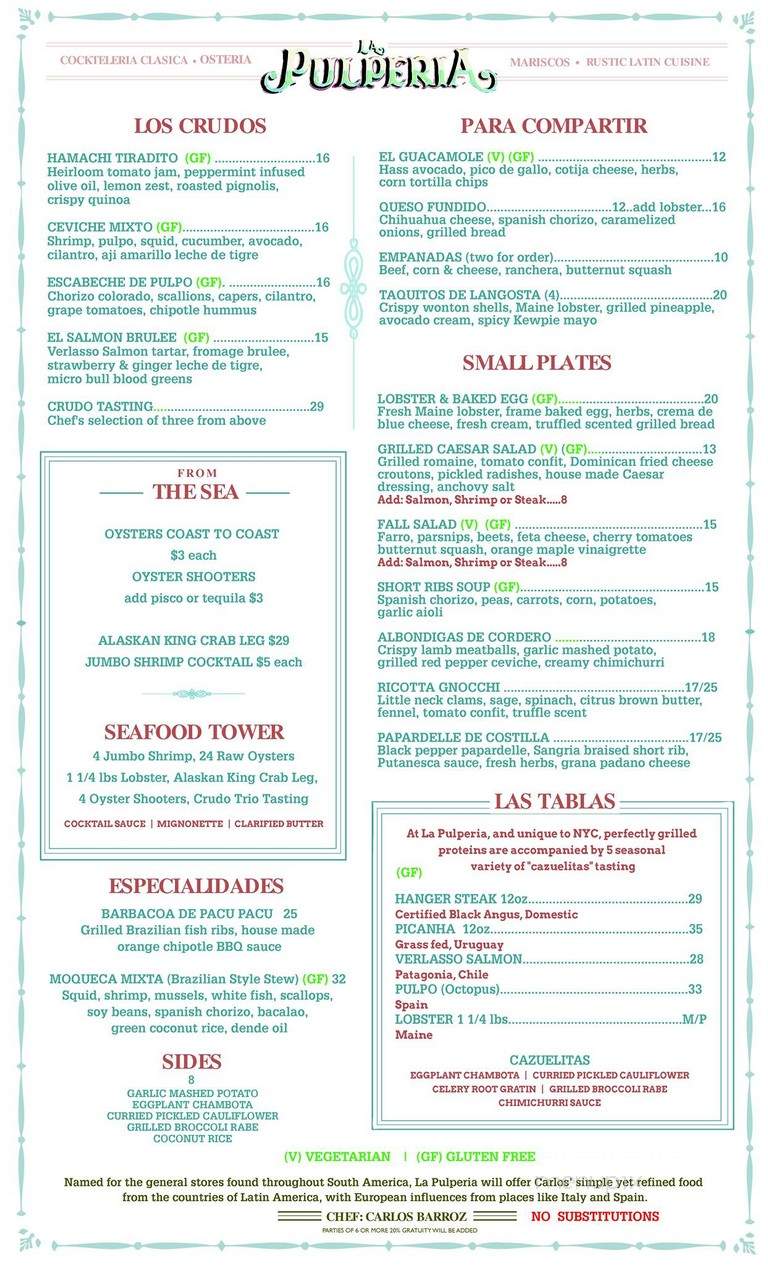 La Pulperia - New York, NY menu_pic