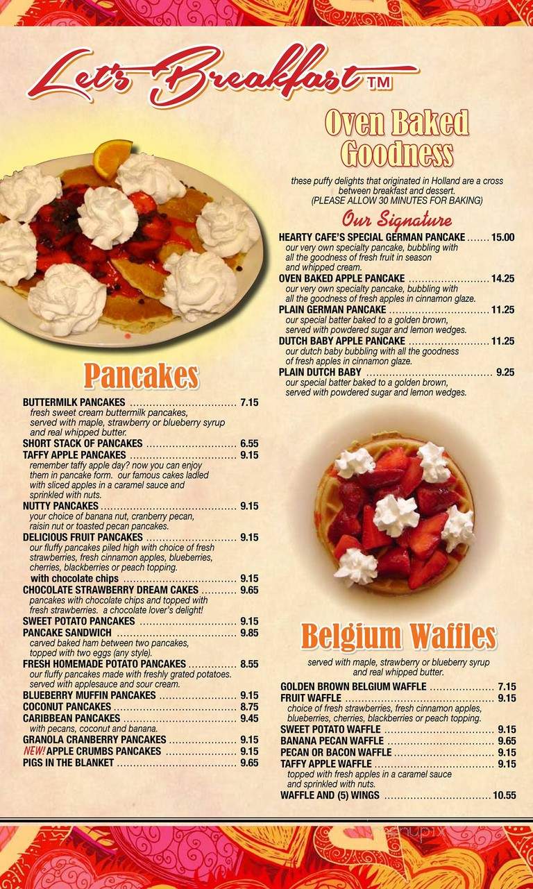 Hearty Cafe - Chicago, IL menu_pic