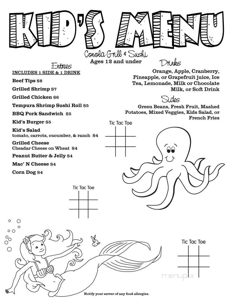 Conola Grill & Sushi - Metairie, LA menu_pic