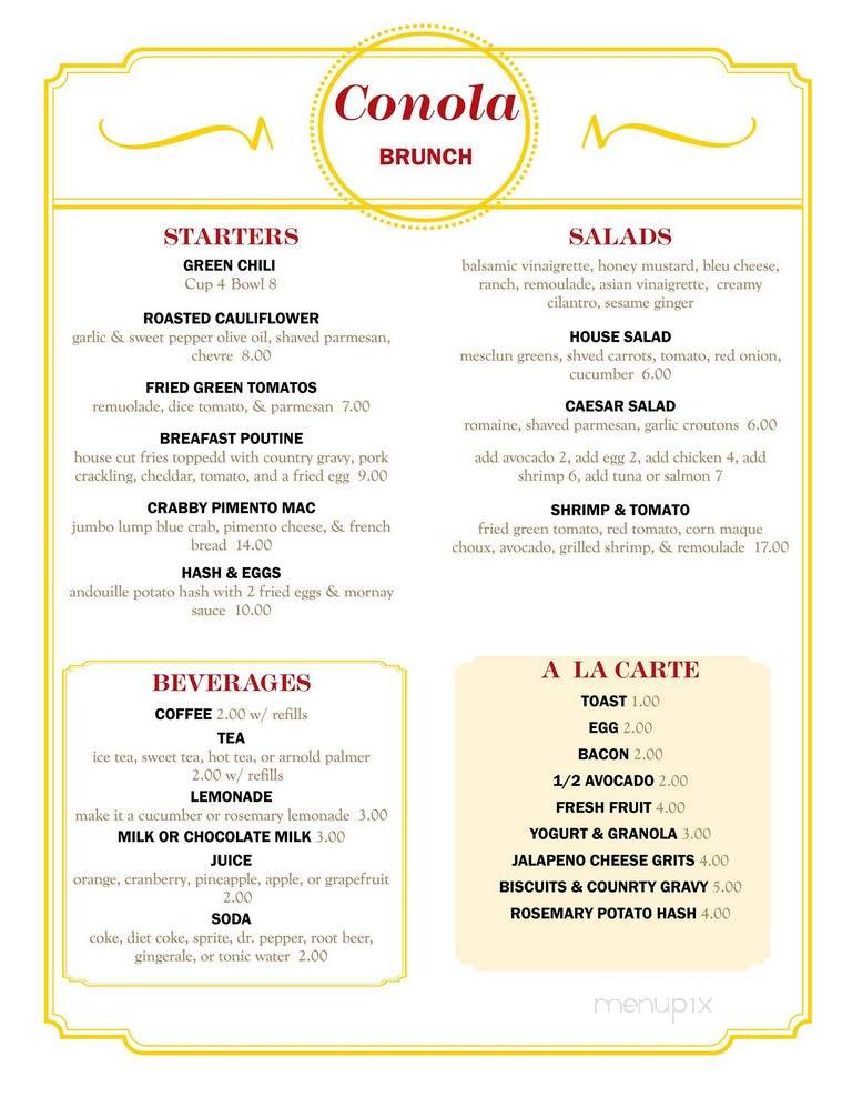 Conola Grill & Sushi - Metairie, LA menu_pic