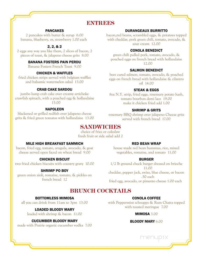 Conola Grill & Sushi - Metairie, LA menu_pic