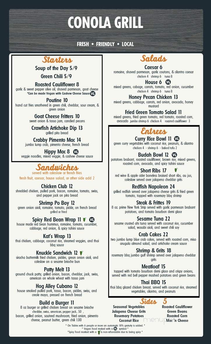 Conola Grill & Sushi - Metairie, LA menu_pic