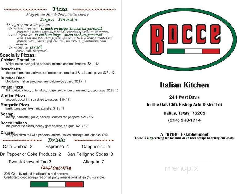 Bocce - Dallas, TX menu_pic