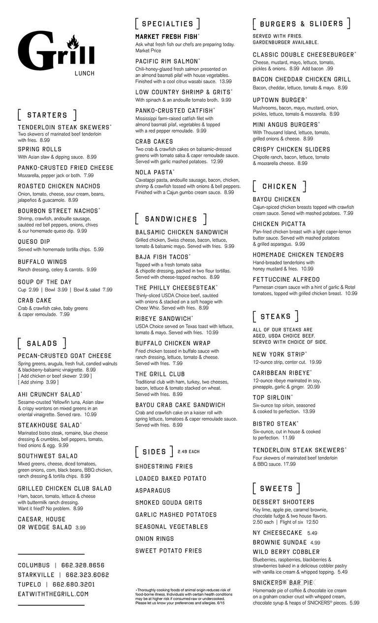 Jackson Square Grill - Columbus, MS menu_pic