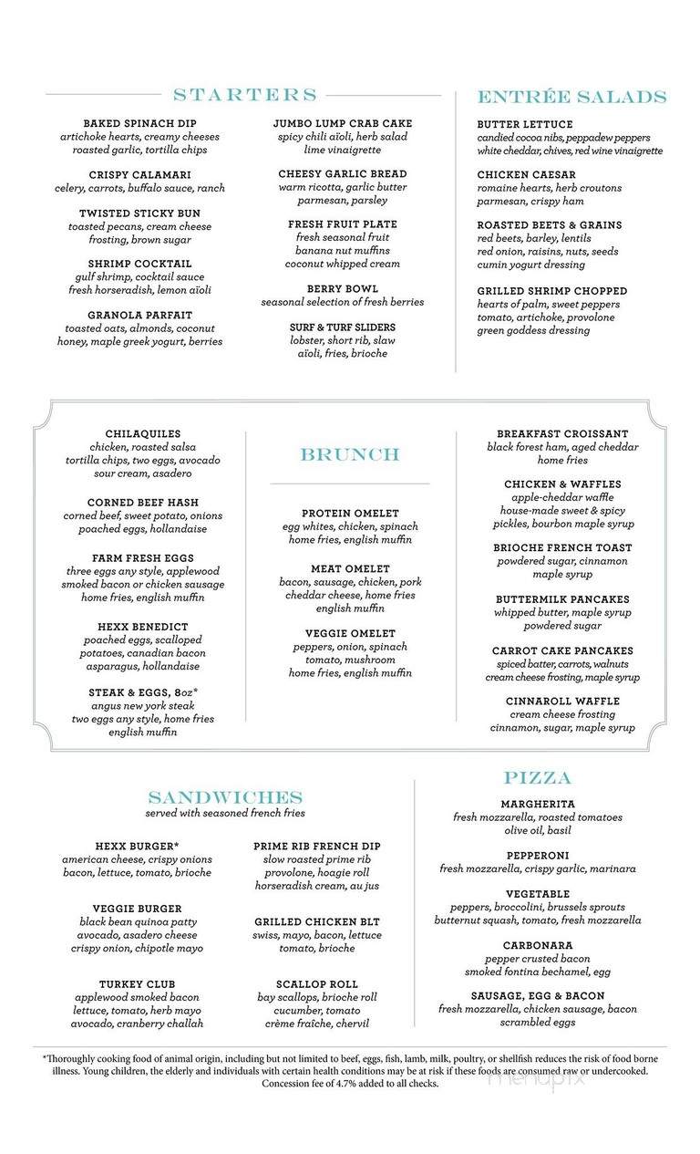 Menu of Hexx Kitchen and Bar in Las Vegas, NV 89109