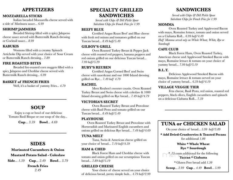 Village Cafe & Pub - Flat Rock, NC menu_pic