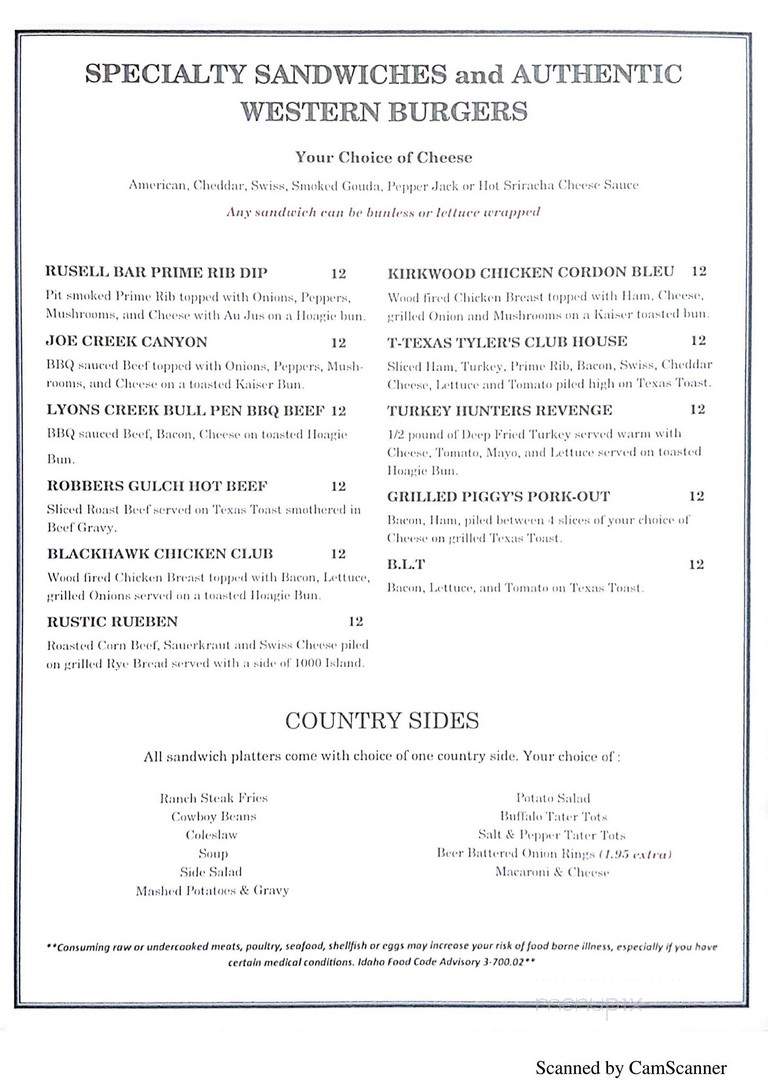 Ernie's Steakhouse - Lewiston, ID menu_pic