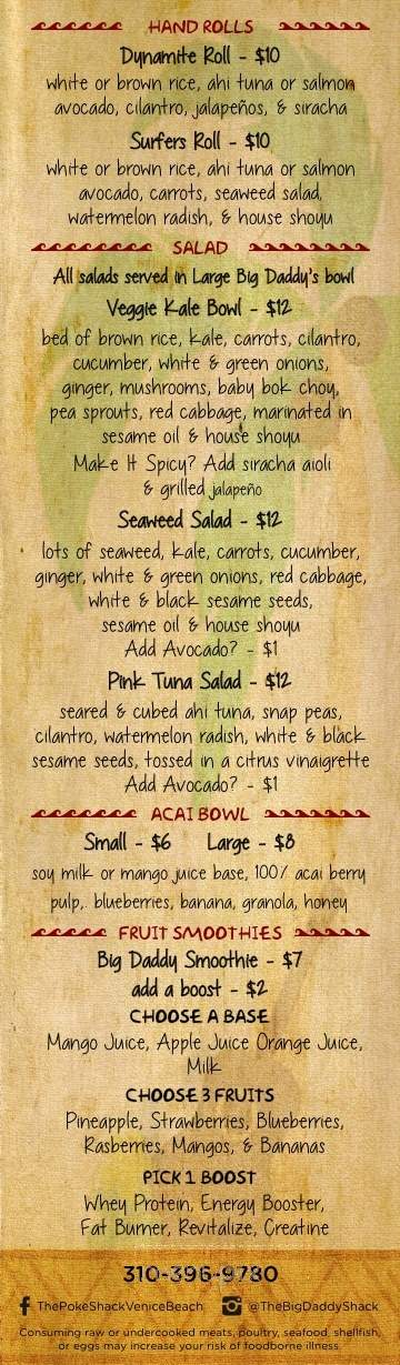 Big Daddy Shack - Venice, CA menu_pic