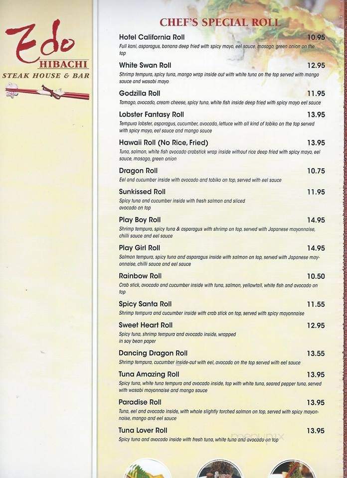 Edo Hibachi Steak House & Bar - Greensburg, PA menu_pic