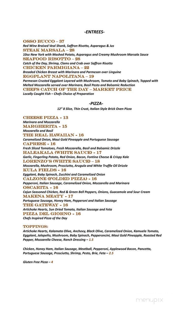 Fabiani's - Wailea-Makena, HI menu_pic