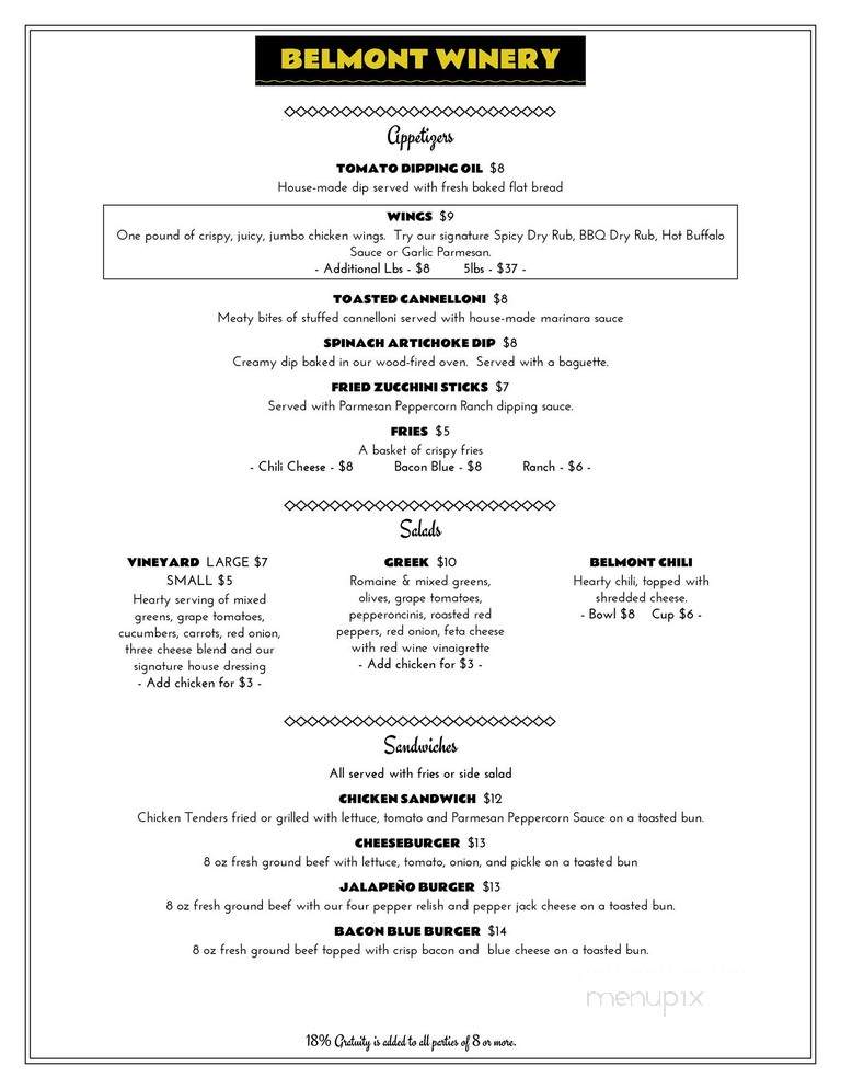 Belmont Vineyards and Winery - Leasburg, MO menu_pic