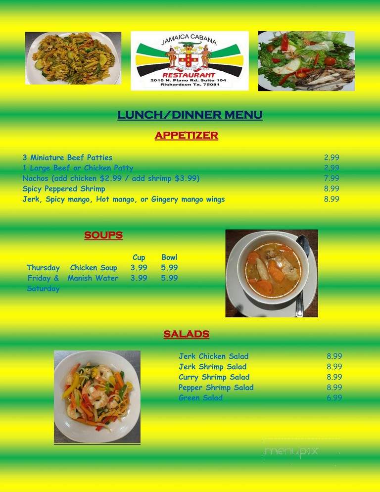 Jamaica Cabana - Richardson, TX menu_pic
