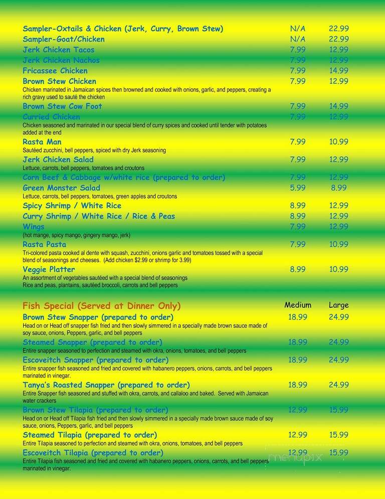 Jamaica Cabana - Richardson, TX menu_pic