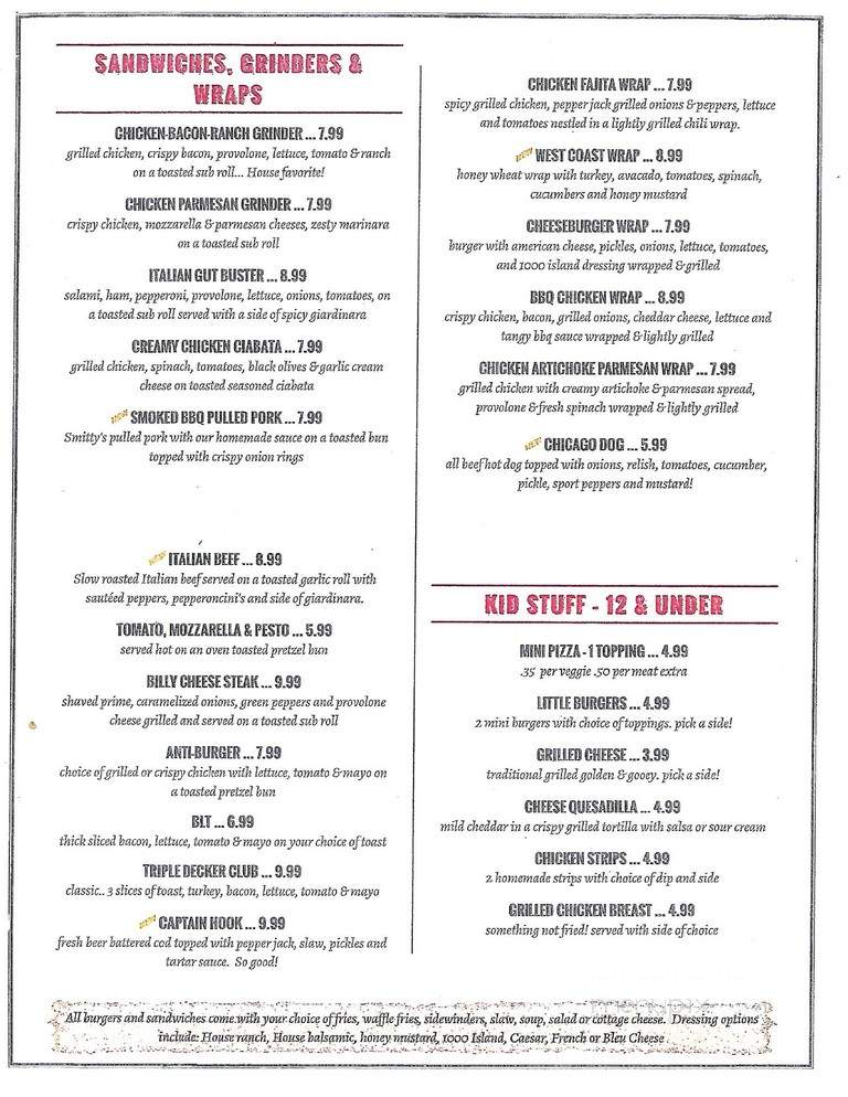 Billy Goat 9 & Dine - New Carlisle, IN menu_pic