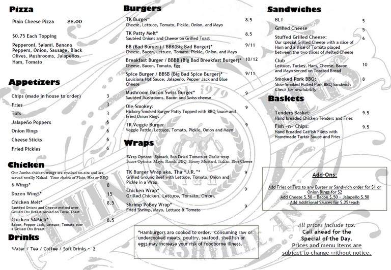 Twin Kegs II - Nashville, TN menu_pic