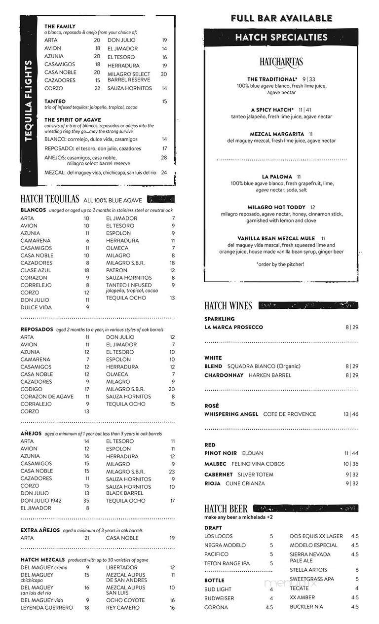 Hatch - Jackson, WY menu_pic
