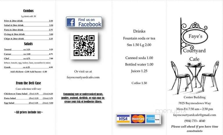 Faye's Courtyard Cafe - Jacksonville, FL menu_pic