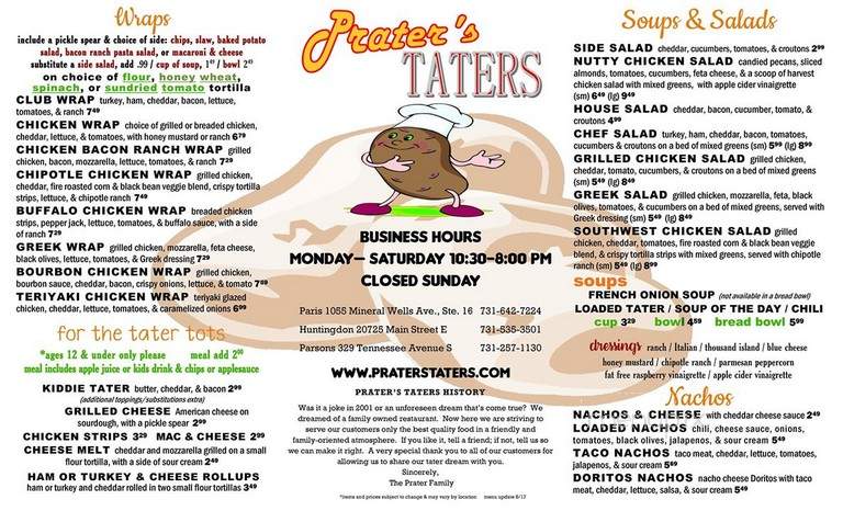 Prater's Taters - Paris, TN menu_pic
