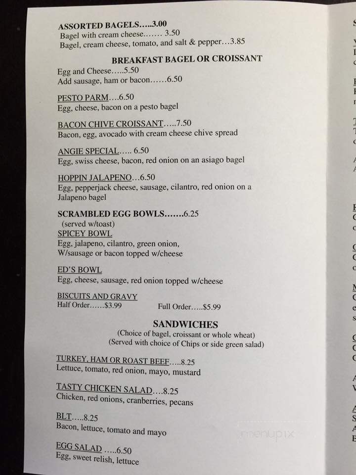 Higher Ground Coffee Shop - Shingletown, CA menu_pic