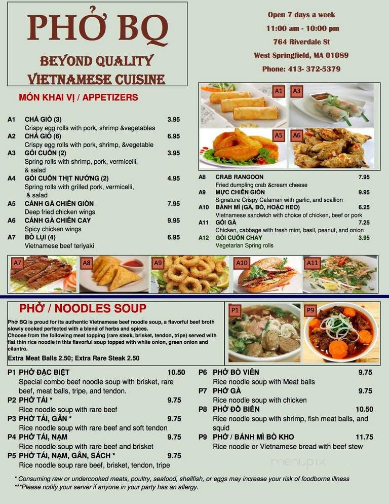 Pho Bq - West Springfield, MA menu_pic