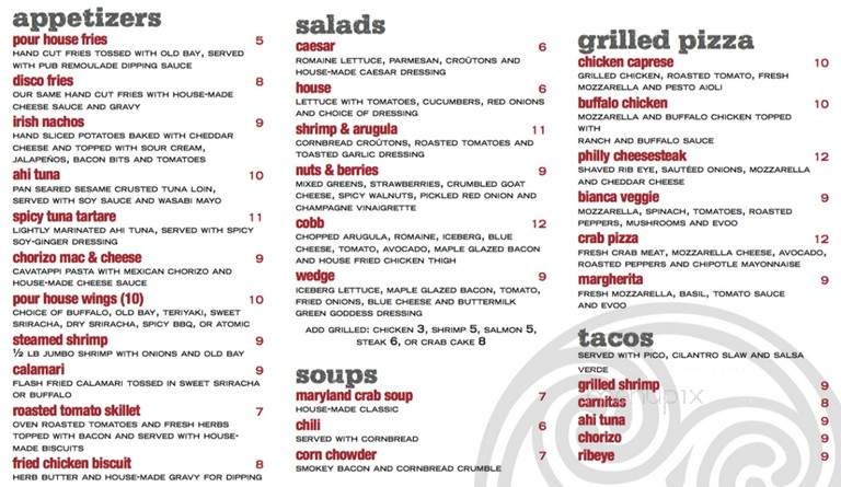Pour House Pub - Chester, MD menu_pic
