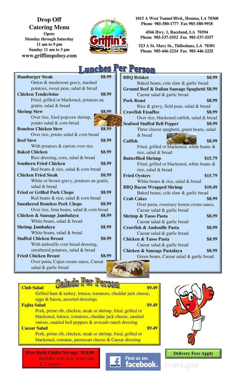 Griffin's Louisiana Grill - Thibodaux, LA menu_pic