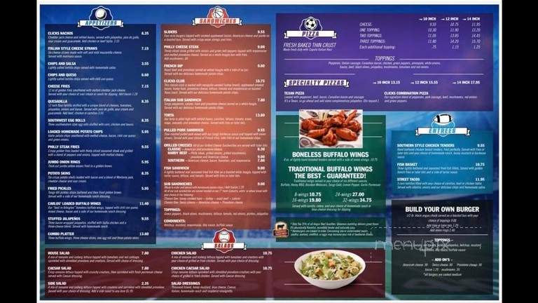 Clicks - Arlington, TX menu_pic