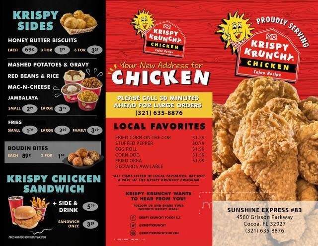 Krispy Krunchy Chicken - Branford, FL menu_pic