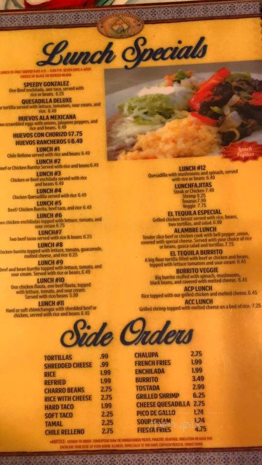 El Tequila - Jacksonville, NC menu_pic