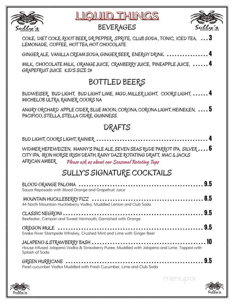 Sully's Bistro & Bar - Suquamish, WA menu_pic