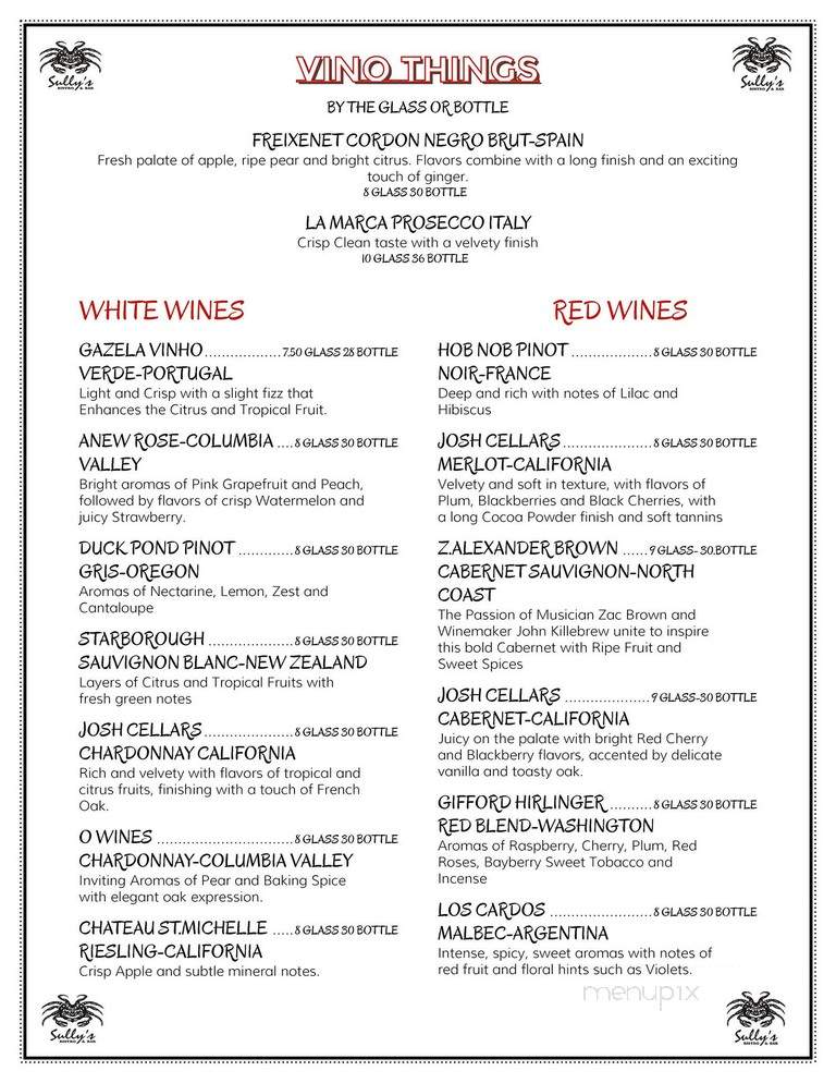 Sully's Bistro & Bar - Suquamish, WA menu_pic