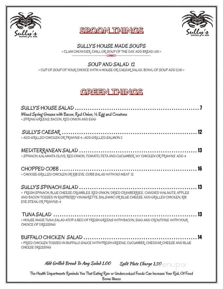 Sully's Bistro & Bar - Suquamish, WA menu_pic