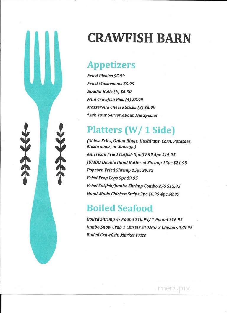 Crawfish Barn - Bullard, TX menu_pic