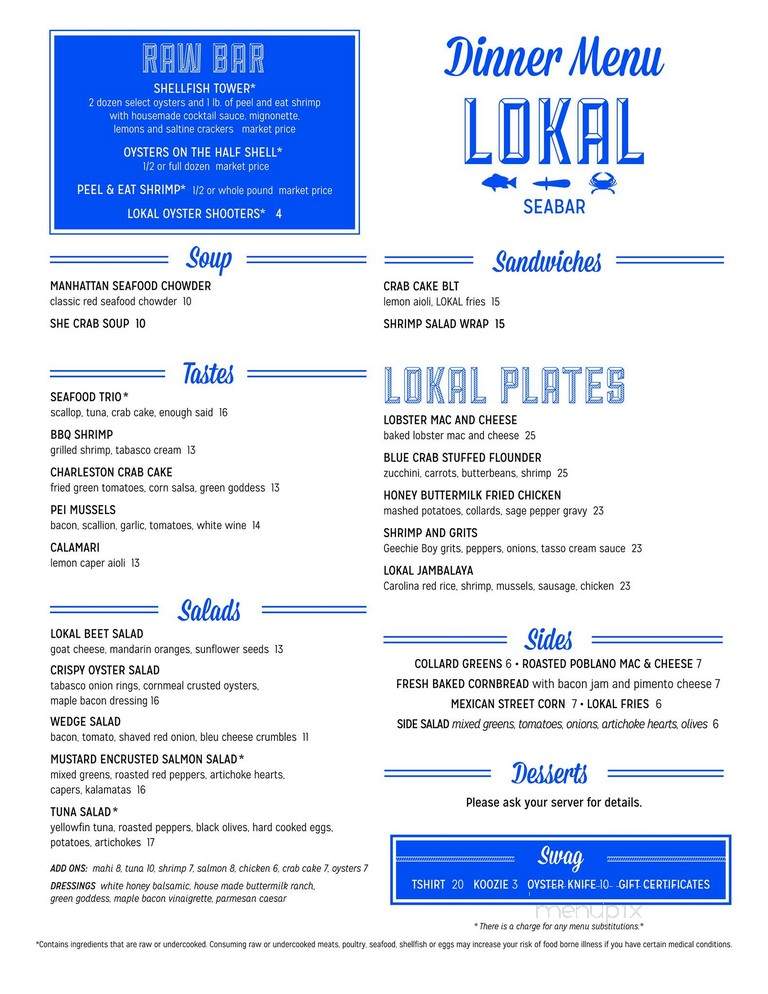 Lokal Seabar - Johns Island, SC menu_pic