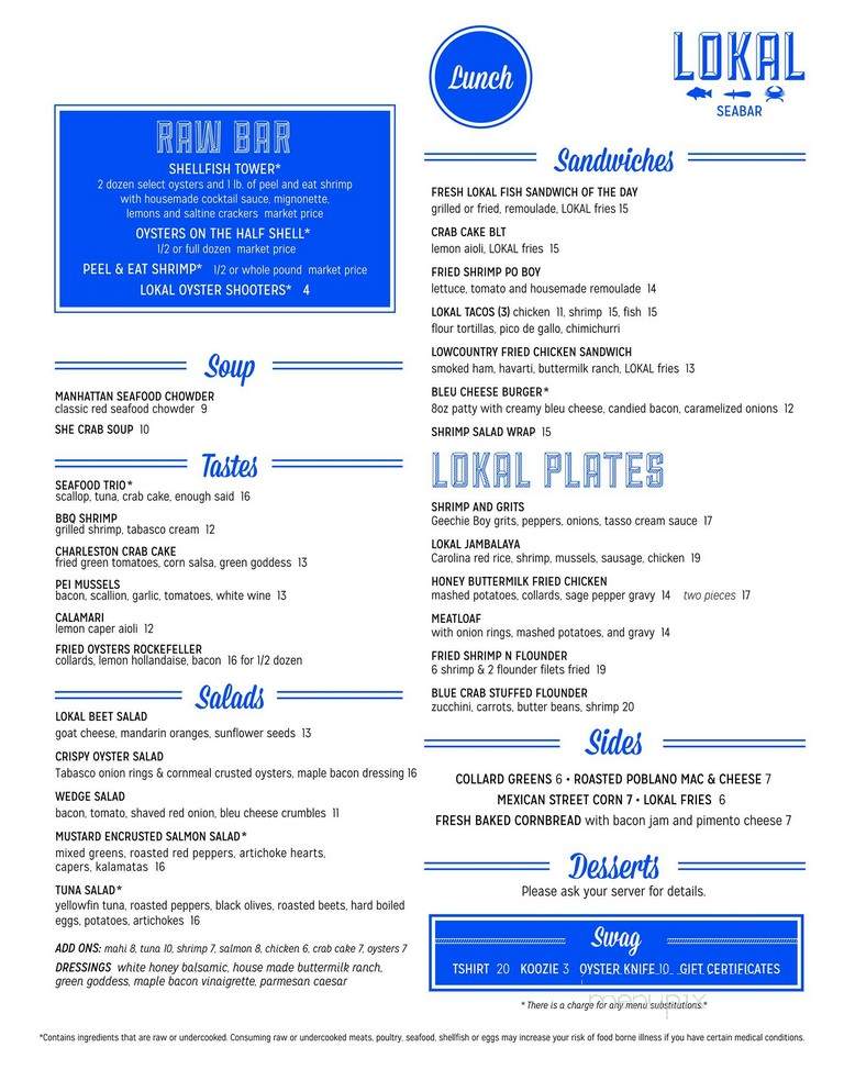 Lokal Seabar - Johns Island, SC menu_pic