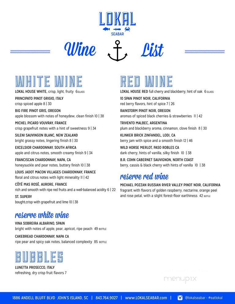 Lokal Seabar - Johns Island, SC menu_pic