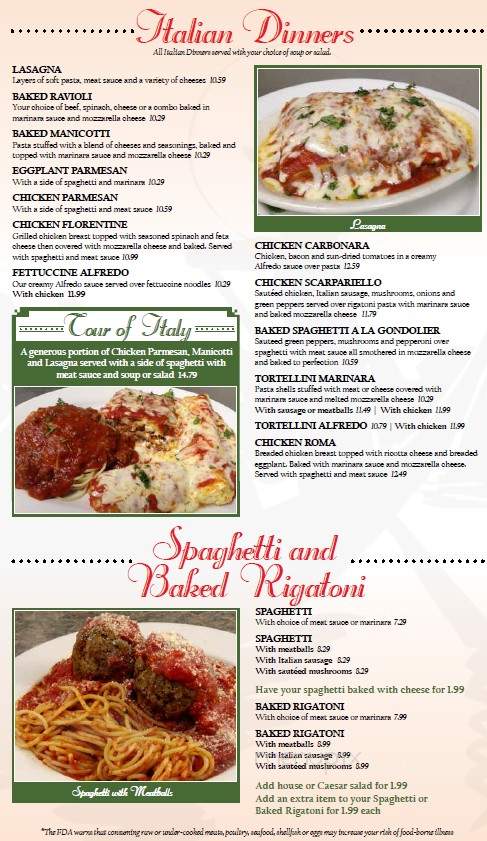 Gondolier Italian Restaurant - Dayton, TN menu_pic